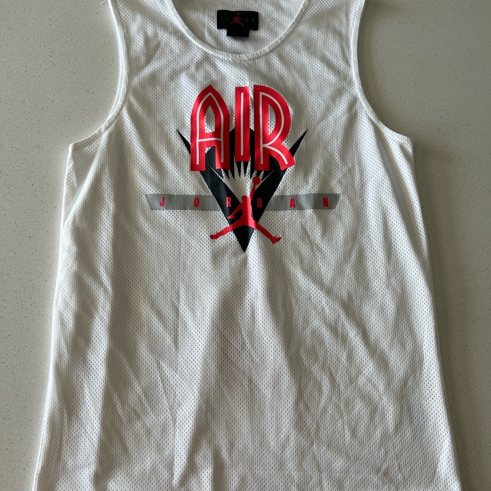 Jordan Mens White and Red Tank Top